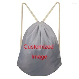 Shopping Bags NOISYDESIGNS Brand Custom Drawstring Bag Korean Daypack For Teenager Boys Image Printing Small Backpack Storage