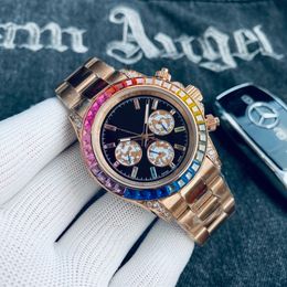 A+Men's Watch Quartz Movement Handmade Inlaid with Diamond Craft Waterproof and Luminous 40mm 25580 Diameter Rainbow Diamond Fashion Star Style Selection DHgate