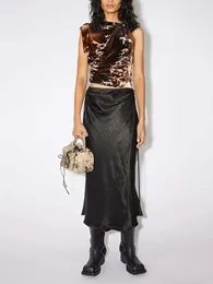Skirts Y2k Fall And Winter Pleated Decorative Satin Strappy Ruffled Wrap Long Dresses2024 Fashion Versatile High Waist Midi Dresse