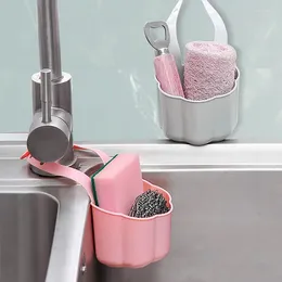 Kitchen Storage Hanging Drain Shelf Bag Basket Sink Drainer Silicone Bathroom Brush Cleaning Cloth Placement Rack