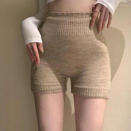 Women's Shorts High Waist Winter Knit Warm Belly Seamless Bottom Tight Soft Stretch Solid Colour Safety Pants