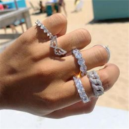 Elegant Luxury Jewellery 925 Sterling Silver Multi Shape White Topaz CZ Diamond Promise Ring Women Wedding Bridal Ring Gift2688
