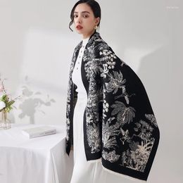 Scarves Winter Warm For Women Floral Print Poncho Pashmina Scarfs Ladies Solid Colour Shawls Wool Wraps Soft Neck 2024