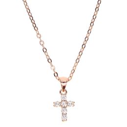 high quality gold filled 925 sterling silver pave tiny cute cross pendant chocker necklace designer necklace for women318j