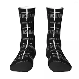 Men's Socks All Seasons Crew Stockings I Am Not Ashamed Of The Gospel Harajuku Casual Hip Hop Long Sock For Men Women Birthday Present