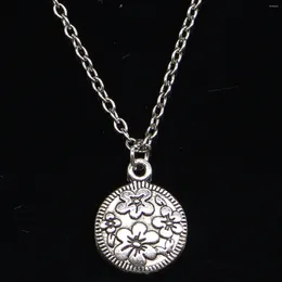 Chains 20pcs Fashion Necklace 15mm Circle Flower Pendants Short Long Women Men Colar Gift Jewelry Choker