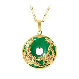 14K Gold Necklace Emerald Pendants for Female Luxury Colgante De 925 Mujer Green Jade Emerald Pendant Topaz Gemstone Necklaces CX2264e