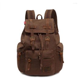 Backpack Canvas Retro Men's Bag Suitable 14 Inch Laptop Vintage 36-55L Wear-resistant Coffee Drip