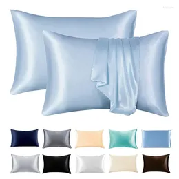 Pillow Soft Pure Emulation Silk Satin Pillowcase Summer Comfortable Smooth Case Bedding Pillowslip For Home Decor Covers