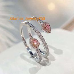 Choucong Brand Wedding Rings Jewellery Real 100% Sterling Sier Pink Moissanite Diamond Gmestones Party Women Engagement Band Ring for Lover