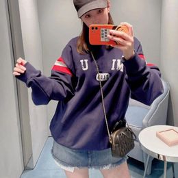 Women's Hoodies Woman Clothing Autumn Winter Fashion Printed Letter Atmosphere College Style Contrasting Color Versatile Loose Fit Hoodie