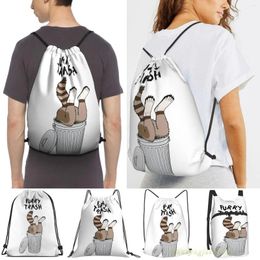 Shopping Bags Furry Trash - Brown Raccoon Men Outdoor Travel Gym Bag Waterproof Drawstring Backpack Women Fitness Swimming