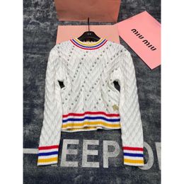 Women's Knits & Tees Mm Family's Autumn/winter Handmade Diamond Diamonds Embossed Colour Contrast Leader Wool Knitted Sweater, Fashionable Temperament