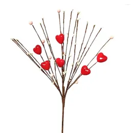 Decorative Flowers Simulation Valentine's Day Heart Shape Red Berry Bouquet Lifelike Artificial Flower Decoration For Home Decor