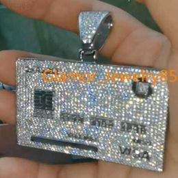 Custom Hot Sell Pass Testter Vvs Moissanite Diamond Credit Card Sier Pendant Gold Plated Hip Hop Jewelry Men