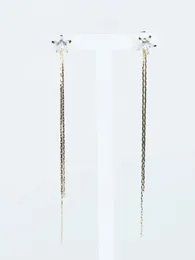 Dangle Earrings Cubic Zirconia Star Front Back Long Drop Chain Earring Girl Gift Wedding & Party