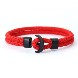 Charm Bracelets Novel Rope Bracelet Men Black Anchor Nautical Braslet Gift For Boyfriend Husband Festival Accessories Pulsera Roja De