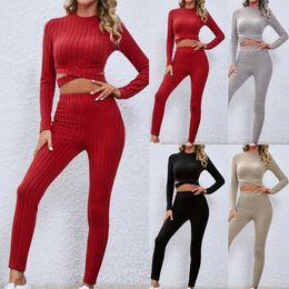 Gym Clothing Women's Autumn And Winter Solid Colour Tight Top Pants Dressy Pant Suits For Women Party