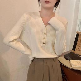 Active Shirts Lady Winter Top Half Single-breasted V Neck Knitted Thick Long Sleeve Slim Fit Elastic Soft Warm Casual Bottoming Fall Spring