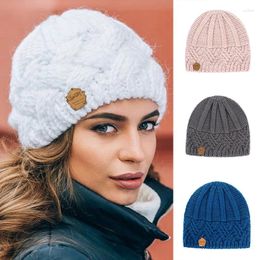 Berets 1PC Woollen Hat Knitting Beanie Crochet Cap Women Men Vintage Plaid Thick Needle Knitted Winter Keep Warm Elegant Hats Bonnet