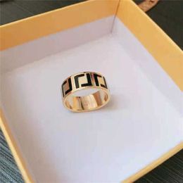 32% OFF F Letter Drop Glue Couple Brass Material Home Fashion Simple Enamel Universal Ring for Men and Women