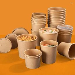 Disposable Cups Straws Kraft High Meal Salad Paper Quality Coffee Tea Prep Supplies S Cup Party Containers Dessert 50pcs/set Lid With