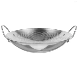 Pans Stainless Steel Pot Household Kitchenware Chaffing Dishes Shabu Pan Wok Metal Cooking With Handle Outdoor