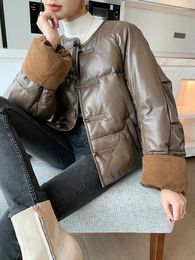 Women's Leather 2024 High Quality Real Sheepskin Jackets Women 90%White Duck Down Winter Jacket Warm Coat Fem