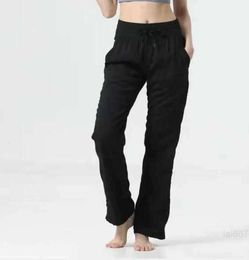 Lulus Yoga Outfits Suit 2023 New Dance Studio Women's Mid Rise Pants Casual Slim and Versatile Business Loudspeaker Wide Legv 922