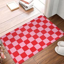 Carpets Non-slip Doormat Chequered Pink And Red Bath Kitchen Mat Welcome Carpet Indoor Pattern Decor