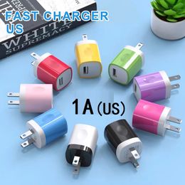 Colourful Mini 5V 1A US AC Home Travel Wall Charger Portable Power Adapters For IPhone 13 14 15 Samsung S23 S24 Htc Xiaomi Android phone