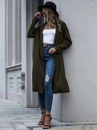 Women's Suits Women Solid Colors Windbreaker Style Blazer Single Breasted X-Long Street Indie Fashion 2024 Office Commute Casual Blazers