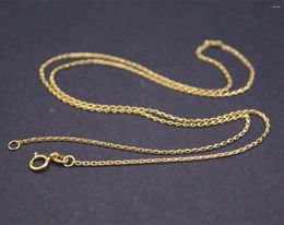 Chains Real Au750 Pure Solid 18K Yellow Gold Chain Women Lucky 1mm Wheat Foxtail Link Necklace 1.5-1.7g 18inch L Stamp