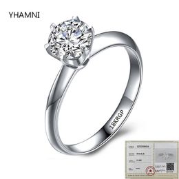 With Certificate Luxury Solitaire 2 0ct Zirconia Diamond Ring 925 Solid Silver 18K White Gold Wedding Rings for Women CR168260d