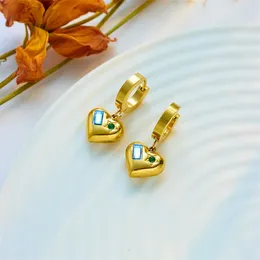 Hoop Earrings Ins 18K Gold PVD Plated Stainless Steel Heart Stone Earring For Women Waterproof Hypoallergenic Jewellery Gift