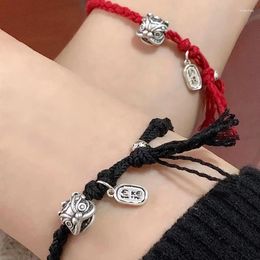 Charm Bracelets 1PC Handmade Lucky Couple Red String With Golden Beads Chinese Zodiac Year Accessories