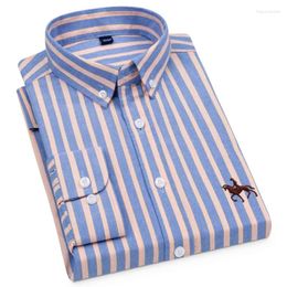 Men's Casual Shirts 6XL Spring And Autumn High Quality Cotton Striped Plaid Shirt For Long Sleeve Oxford Textile Non-iron Business