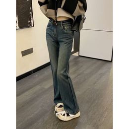 Basic & Casual Dresses Ce23 Autumn/winter Flare Pants Back Pocket Decoration Simple Classic Style Versatile Jeans Women's