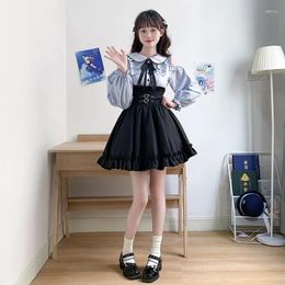 Skirts Fashion High Waist Women Girls Lolita Kawaii Gothic Black Elegant Vintage Mini Pleated Skirt Tutu Ruffle A-Line Y2k