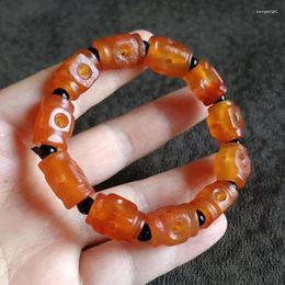 Strand Tibetan Old Agate Bracelet Men Women Healing Gemstone Fine Jewelry Genuine Tibet Weathered Red Beads Bracelets Bangles