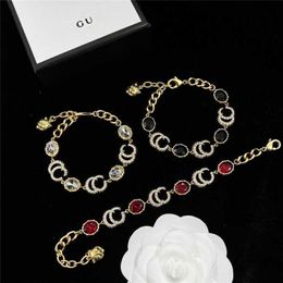 32% OFF Gu Jia/G Jia's New White Black Chain Double Letter Inlaid Diamond Bracelet Women's Light Luxury Cool Style