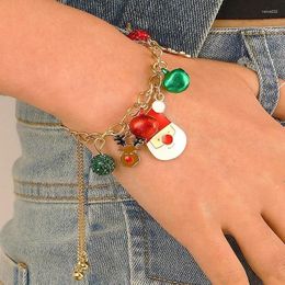 Link Bracelets Christmas Bracelet Female INS Style Creative Snowflake Elk Bell Santa Claus Pull-type