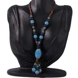 Pendant Necklaces Colorful Distressed Retro Irregular Ceramic Beads Neckalce Artware Antique Wholesale & Pendants For Women Jewelry Gift