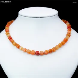 Choker Vintage Classic Natural Stone Jewelry Simply Geometric Irregular Square Orange Yellow Agates Beaded Chain Strand Necklace