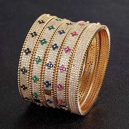 Zlxgirl Classic Women's Size Dubai Gold Colour wedding bangle bracelet Full around Mirco paved zircon bridal bracelet free ship 231229