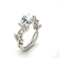 Fashion Silver Colour Crystal Flower Vine Leaf Design Rings For Women Femme Ring Vintage Statement Jewellery Lover Gift233Y