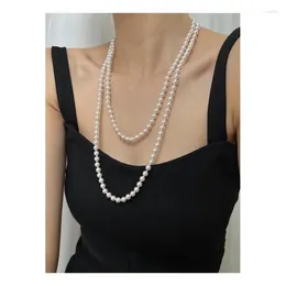Choker 8mm Classic 120cm Strong Light Perfect Circle Pearl Necklace