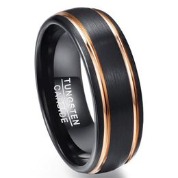 Party Ring Exquisite Rose Gold Side Men Rings Real Tungsten Carbide Wedding Bands Anillos para hombres Male Ring237r