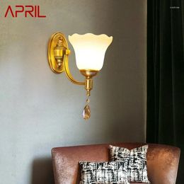 Wall Lamp APRIL American Brass Indoor Living Room Bedroom Bedside Retro El Corridor Hallway