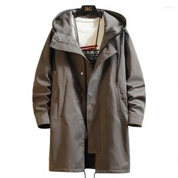 Men's Trench Coats Mid-length Windbreaker Korean Style Casual Jacket M-6XL